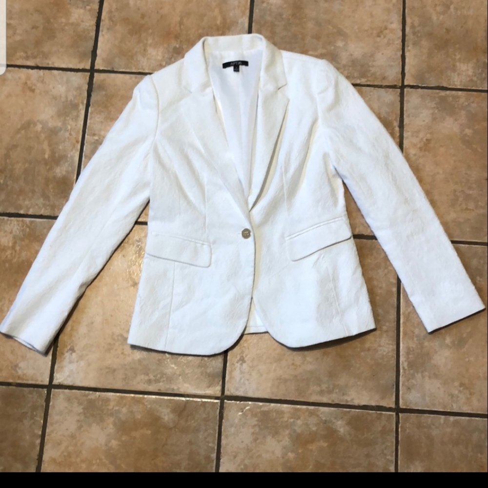 Apt. 9 White Single-Button Textured Blazer